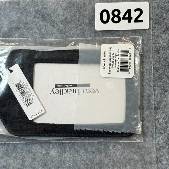 Vera Bradley Outlet Essential Luggage Tag Moonless Night Black Ripstop ID Window - Picture 5 of 5